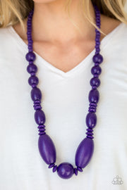 Summer Breezin Purple Wooden Necklace