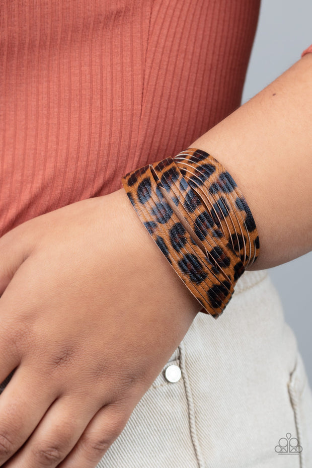 Hey GRRirl - Brown Cheetah Leather Bracelet