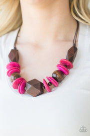 Pacific Paradise - Pink Wooden Necklace