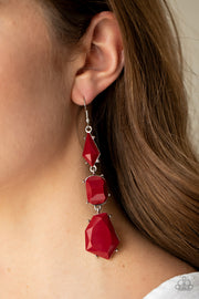 Geo Getaway - Red Chandelier Earrings Paparazzi