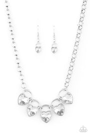 HEART On Your Heels - White Rhinestone Necklace