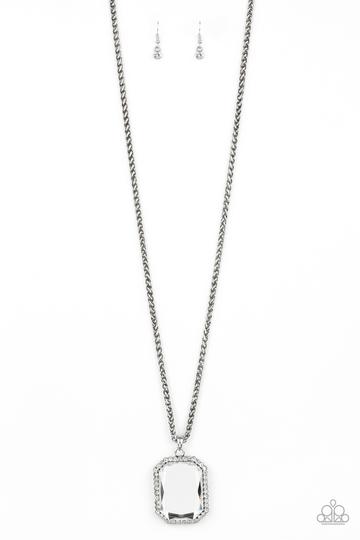Paparazzi Let Your HEIR Down - White Rhinestone Long Necklace