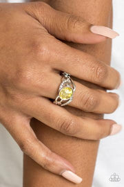Couldn’t Care Flawless - Yellow Rhinestone Ring