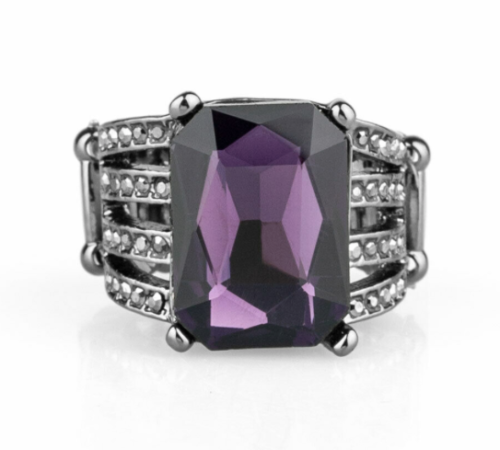 Expect Heavy REIGN - Purple Rhinestone Ring